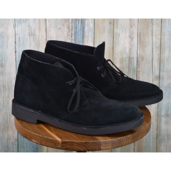 Clarks Buschacre Desert Chukka Boots Size 12 Black Suede